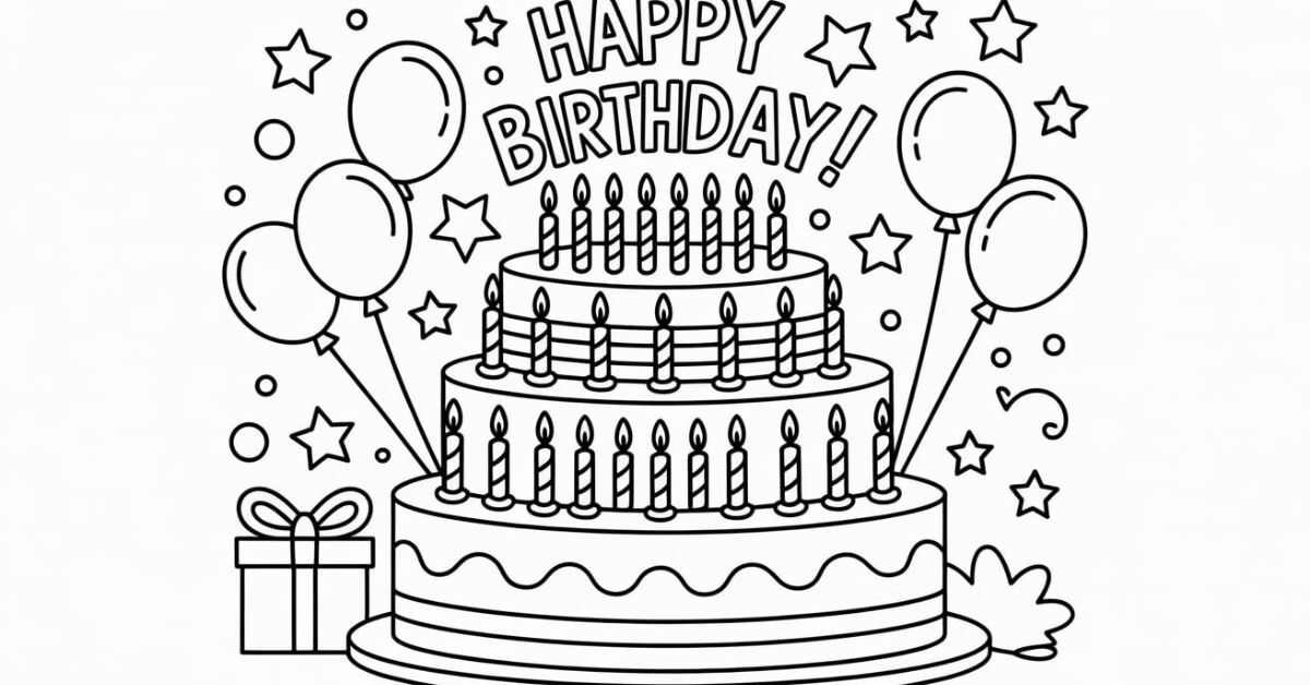 Birthday Cake Coloring Sheets
